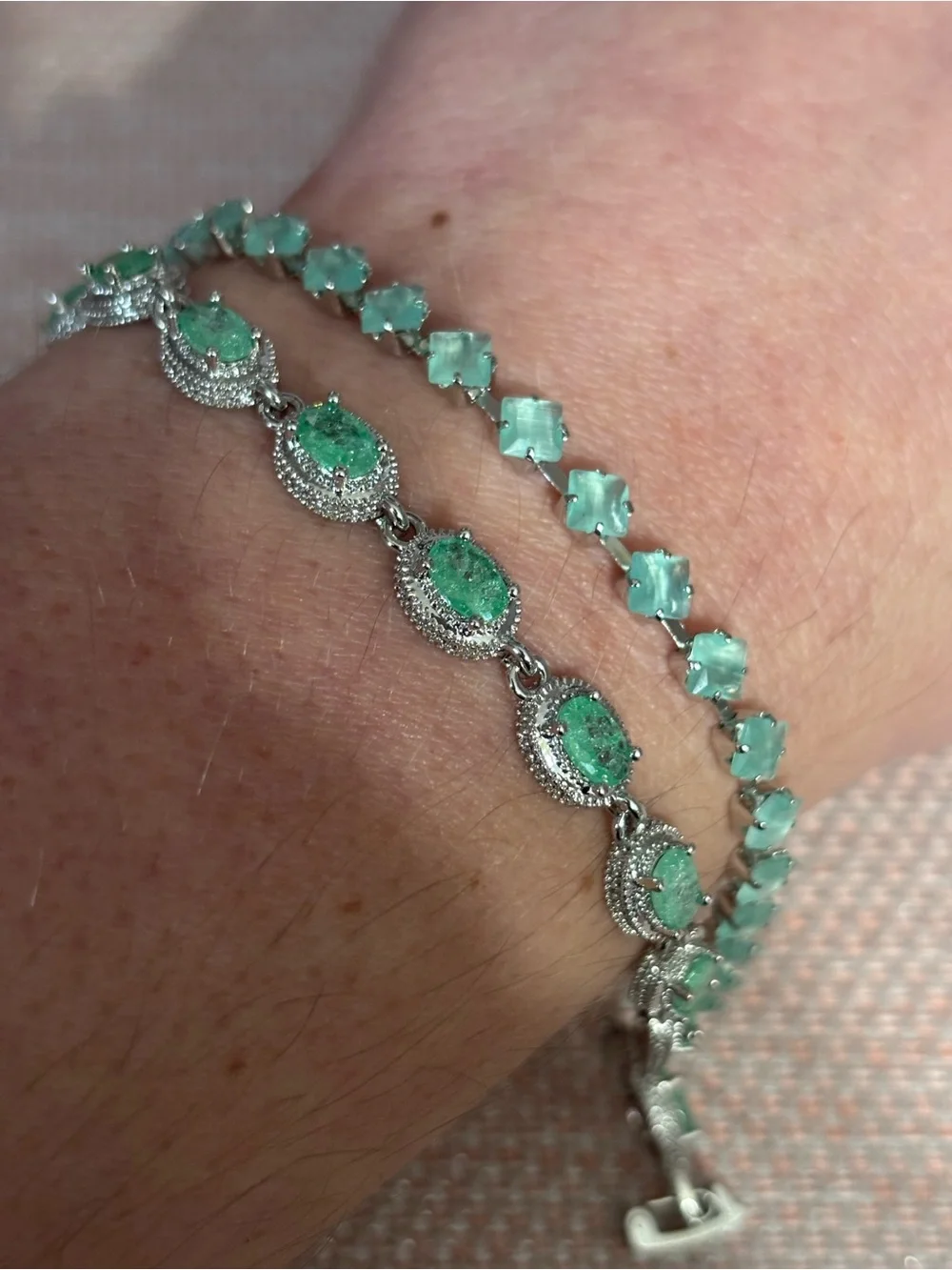 Mint Green Gemstone Bracelet Set - Women Jewelry